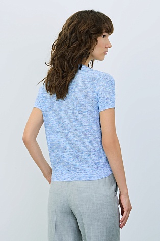 Вязаная футболка с хлопком, фиолетово-голубая