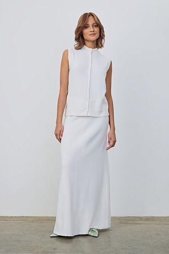 Трикотажный кардиган без рукавов, белый
