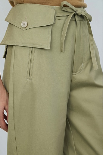Прямые хлопковые брюки, фисташковые