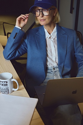 Жакет-оверсайз прямого кроя, сине-голубой MILA