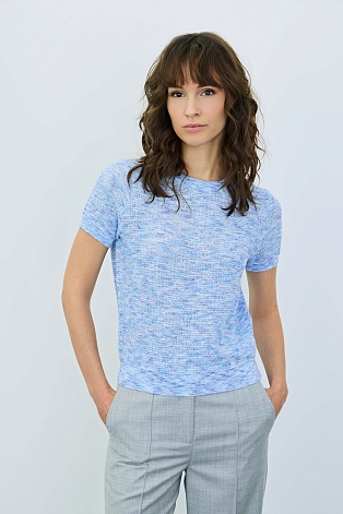 Вязаная футболка с хлопком, фиолетово-голубая