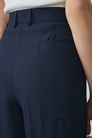 Широкие брюки с отворотами, темно-синие A