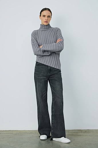 Джемпер в косой рубчик, цвет стальной