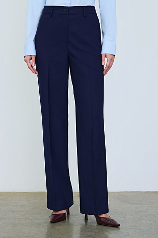 Прямые брюки со стрелками, темно-синие
