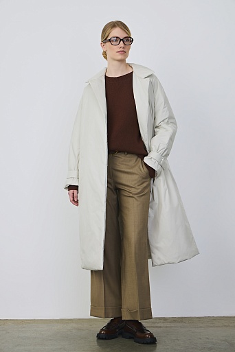 Пальто на поясе, цвет кремовый