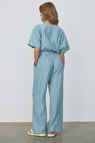 Комбинезон из жатой ткани, голубой