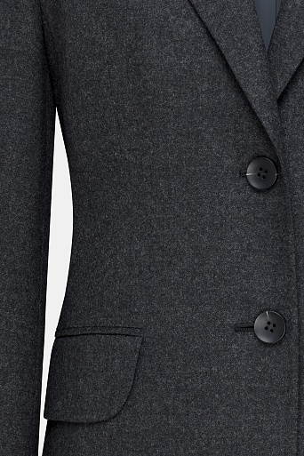 Жакет на двух пуговицах, темно-серый меланж