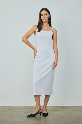 Платье-миди на бретельках, белое