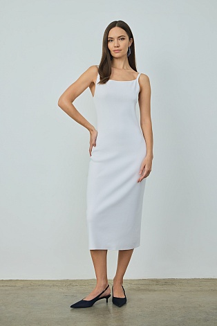 Платье-миди на бретельках, белое