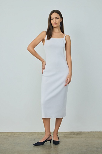 Платье-миди на бретельках, белое
