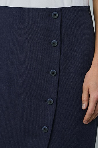 Юбка букле с ассиметричной застежкой, темно-синяя ALETTA