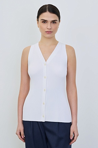 Топ без рукавов на пуговицах, белый