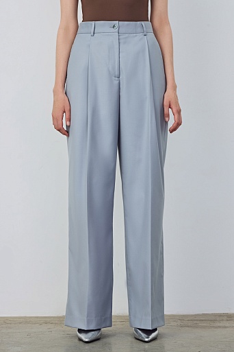 Широкие брюки со стрелками, серо-голубые ASHLEY