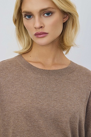 Джемпер из хлопка с коротким рукавом, светло-коричневый