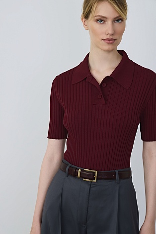 Поло из вискозы, бордовое