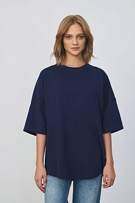 Футболка оверсайз, темно-синяя