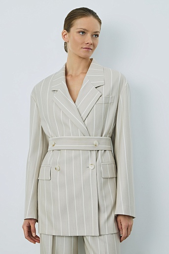 Двубортный пиджак в полоску, бежевый RIA