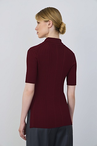 Поло из вискозы, бордовое