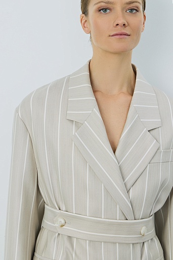 Двубортный пиджак в полоску, бежевый RIA