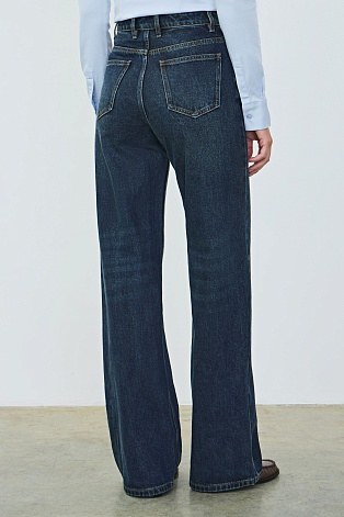 Свободные прямые джинсы, темно-синие 