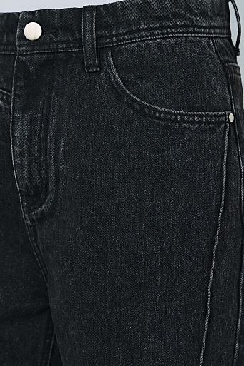 Джинсы с диагональными швами, темно-серые