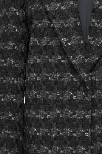 Жакет оверсайз на одной пуговице, черный с узором ANDREA