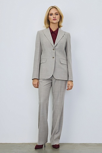 Приталенный жакет из шерсти с кашемиром, серо-бежевый