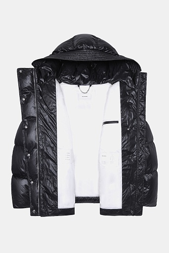 Пуховик-оверсайз с капюшоном, черный