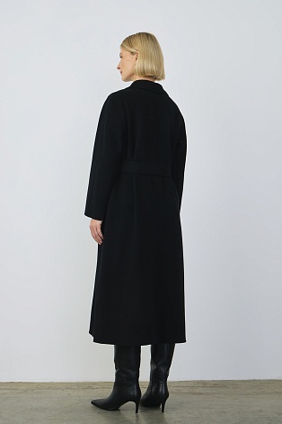 Пальто на поясе, черное