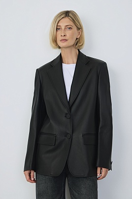 Пиджак из натуральной кожи, черный