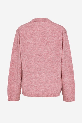 Джемпер из альпаки с декоративным швами, лососевый меланж