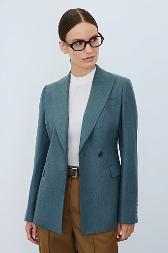 Приталенный жакет из шерсти на одной пуговице, бирюзовый Jemma