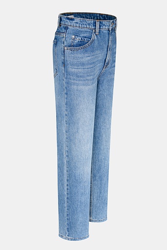 Зауженные джинсы с потертостями, голубые