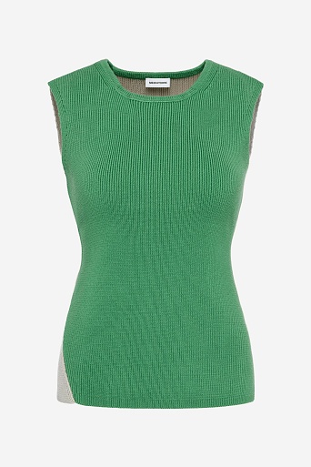 Двухцветный топ в рубчик, бежево-зеленый