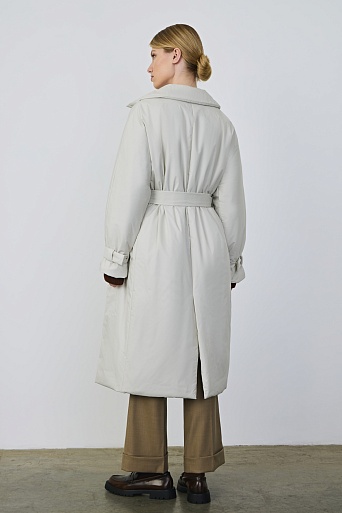 Пальто на поясе, цвет кремовый