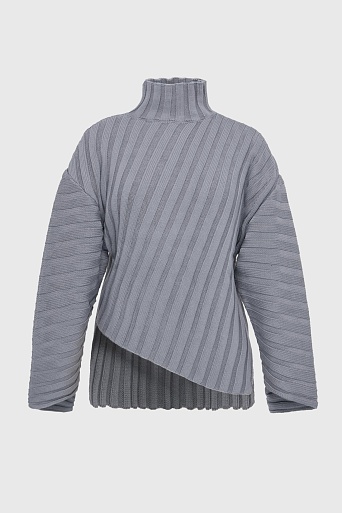 Джемпер в косой рубчик, цвет стальной