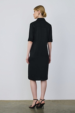 Платье-рубашка на пуговицах, черное