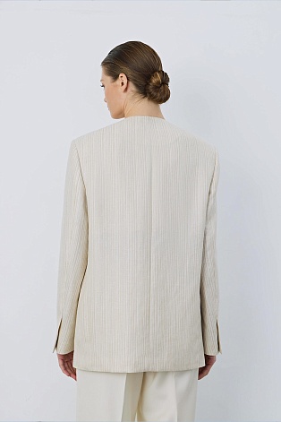 Жакет оверсайз на одной пуговице в полоску, сливочный GIANNA