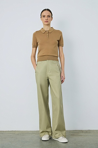 Прямые хлопковые брюки, фисташковые