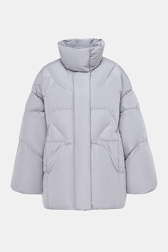 Пуховик с воротником стойкой, серый