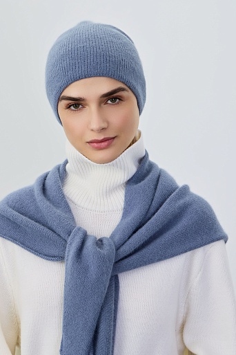 Косынка с ангорой, серо-голубая