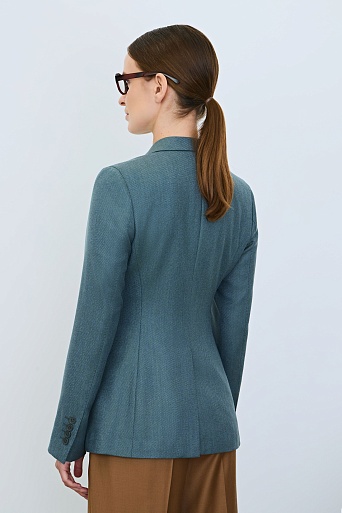Приталенный жакет из шерсти на одной пуговице, бирюзовый Jemma