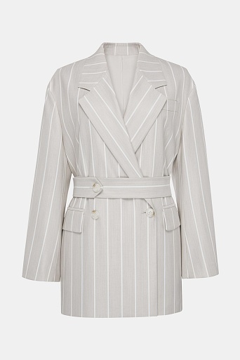 Двубортный пиджак в полоску, бежевый RIA