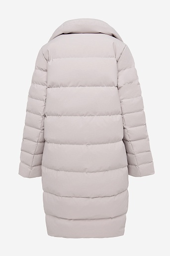 Пуховое пальто-кокон, пудровое