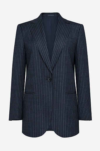 Удлиненный жакет в полоску, темно-синий MILA