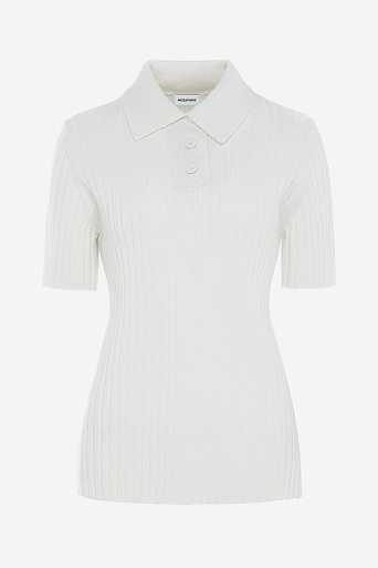 Поло из мериноса в рубчик, белое
