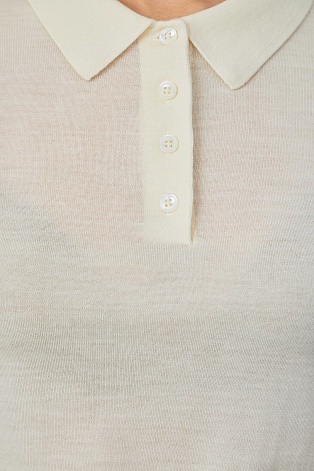 Вязаная футболка-поло, молочная