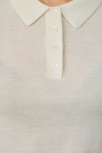 Вязаная футболка-поло, молочная