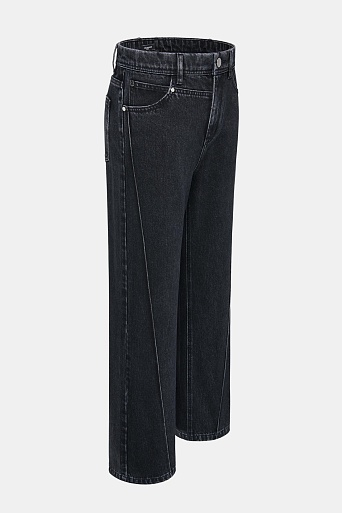 Джинсы с диагональными швами, темно-серые