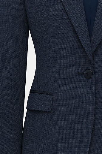 Приталенный жакет на одной пуговице, темно-синий